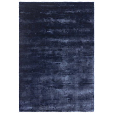 Katherine Carnaby Chrome Luxury Modern Plain Distressed Tonal Metallic Shimmer Hand-Woven High-Density Heavyweight Soft Textured Silky Viscose Ink Blue Rug-Asiatic Carpets-Rug Love - The Most Loved Rug Store